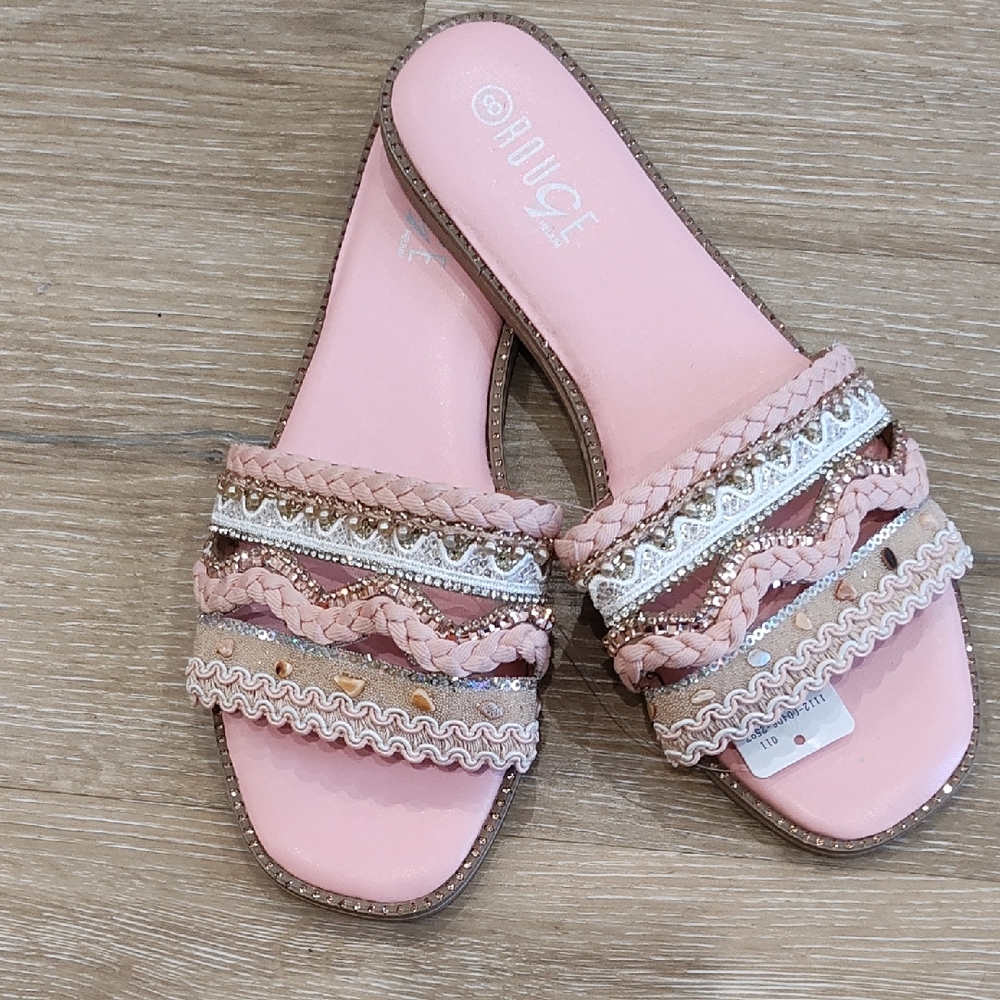 Rouge! Pink and White Braided Sandals